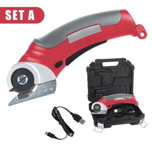 Electric Scissor Portable Cordless Rechargeable Electric Round Scissor Leather Paper Fabric Rotary Cloth Cutter Kit Cutting Tool