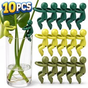 10Pcs Little Figure Plant Support Clip Waterproof Plastic Hugging Design for Glass Vase Hydroponic Container Anti Tilt