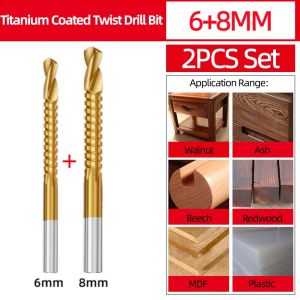 HSS Titanium Coated Round Shank Saw Drill Bit Set Mixed Sizes Serrated Twist Drill Multipurpose Household Hole Drilling Tools