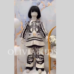 Stelan rayon viscose anak perempuan import korean style kombinasi bunga tulip celana jins cutbray usia 3 - 10 tahun set brokat anak perempuan terbaru 2024 setelan jumbo anak perempuan set anak tanggung oversize  -COD