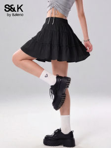 BALENO | Black A-Line Half Skirt For Small Ladies Summer New Style Layered