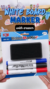 FCI White Board Marker 3 Color Black Blue Red Multicolor Marker With Eraser Smooth Writing Without Living Stains | School And Office Supply