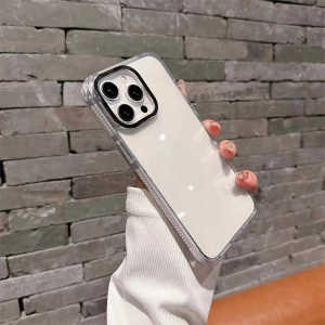 Metal Lens Frame for Apple 15 Phone Case Iphone14/13 Transparent 12 Glitter plus Heat Dissipation Frame Acrylic Hard Case 13promax Minimalist Fancy Drop-Resistant Mobile Phone Protection