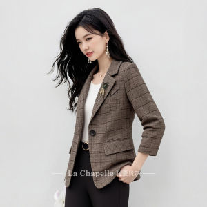 La Chapelle | Áo Blazer Nữ Họa Tiết Caro Thời Trang Mùa Xuân 2026 Mới