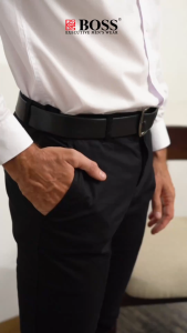 BOSS Celana Panjang Chino Pria Slim Fit Hitam