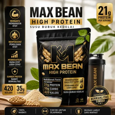 Whey Protein Max Bean High Protein - Protein Bubuk Kedelai Siap Saji Protein Casein 1 KG