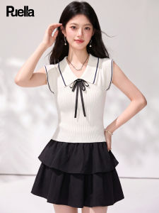 puella | Contrast Color Peter Pan Collar Preppy Fitted Short T-Shirt