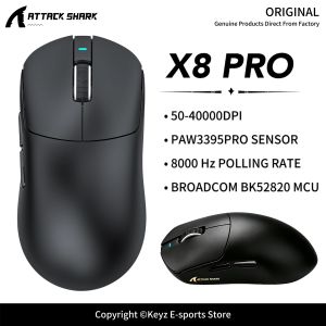 ATTACK SHARK | ATTACK SHARK X8 PRO Lightweight Mouse 8KHz Wireless Mouse PAW3395PRO Sensor 40000DPI 500mAh and OMRON 80 Million Switch for PC