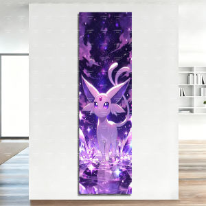 Pokemon Starry Neon Tapestry Nghệ Thuật Treo Tường Dọc Dài Với Hình In Pikachu Espeon Mew Trio Để Trang Trí Phòng Otaku 100% Polyester