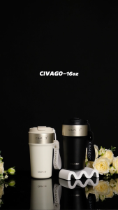 CIVAGO（16oz/480ml）Ceramic liner Stainless Steel Coffee Mug With Lid Vacuum Flask Hot And Cold Tumbler