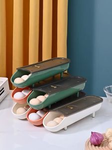 FISHERMAN Egg Box Sliding Design Intelligent Stackable Anti-Skid Egg Storage Container With Cover Tray