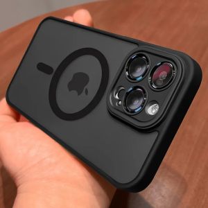 Vỏ Giáp Mờ Mờ Sang Trọng Cho iPhone 14/13/12/11/15 Pro Max Plus - Vỏ Silicon Tương Thích Sạc Không Dây Chống Sốc Từ Tính