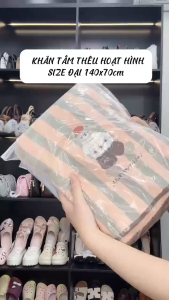 Khăn Tắm Thêu Hình Cute Mềm Xốp Viền Bo | Khăn Lau Người Họa Tiết Nhẹ Nhàng Dùng Trong Phòng Tắm