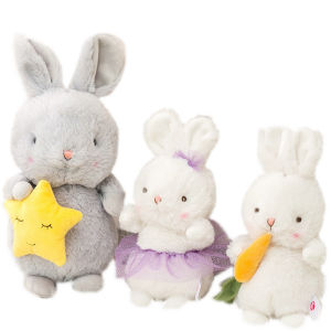 ตุ๊กตาหนานุ่มกระต่ายขนปุยสุดน่ารักยาวผ้าขนสัตว์กอดดาว แครอทหูสั้นตุ๊กตา กระต่ายสำหรับของขวัญวันเกิดเด็ก
