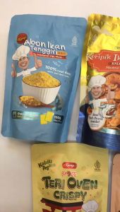 KUANGS Teri Oven Crispy//Kremesan Ayam//Abon Ikan Tenggiri//Keripik Ikan Tenggiri Snack Cemilan Sehat