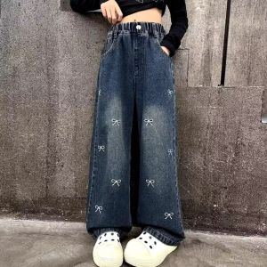 Celana Kulot Jeans Bordit Pita Anak 6-13 Tahun - Celana Bordir Anak Perempuan Korean Style