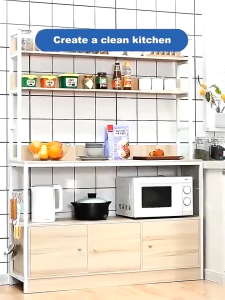 Kitchen Dish Rack Cabinets With Doors Multilayer Cupboards Microwave Ovens Rack Kitchen Rack Kitchen Sideboard