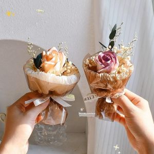 Mini Pocket Miniature Bouquet Artificial Flowers Eternal Soap Plum Jam Rose Birthday Gift Decorative Items Home Decor