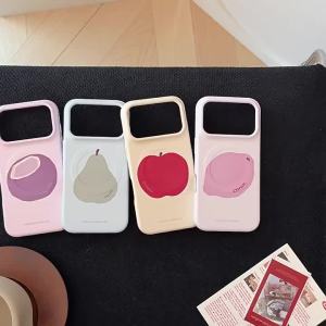 Korean Candy Colors Cartoon Fruit Pattern Magnetic Phone Case for iPhone 17 16 15 13 14 Pro Max Shockproof Protective Soft Cover