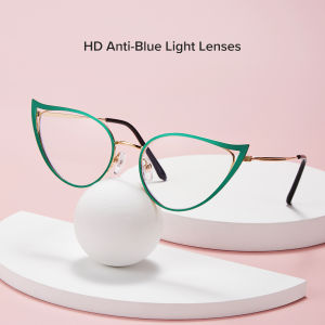 OQ BOGA 4 Colors Fashion Metal Cat Eye Frame Anti Blue Light Radiation Computer Glasses Women Men Eye Protection Eyewear