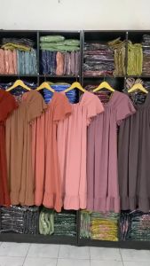 Laura Dress Daster Fuji Viral Homedress Kekinian Wanita crinkle airflow rempel bawah