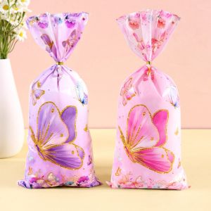 25/50pcs ถุงขนมบรรจุภัณฑ์ของขวัญผีเสื้อตกแต่งของขวัญขนมบิสกิตกระเป๋า Baby Shower PARTY Supplies