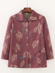 เสื้อสเวตเตอร์ถักบางลายดอกไม้ลําลองสําหรับผู้หญิงวัยกลางคนและผู้สูงอายุคาร์ดิแกนกระดุมแถวเดียวพร้อมกระเป๋าเสื้อแขนยาวสําหรับฤดูใบไม้ผลิและฤดูใบไม้ร่วง