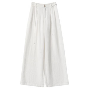 Summer Tencel Linen High Waist Wide Leg Dressy Trouser