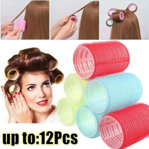 3/6/12pcs Magic Self Grip Hair Rollers Random Color / Self-Adhesive Hairdressing Curlers / Bangs Volume Hair Curling Clips/ Women Home Use Hair Styling Tools