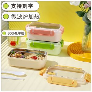 Hộp Đựng Cơm Bằng Thép Không Gỉ Đơn Ngăn Hộp Đựng Cơm Trưa Có Thể Đun Sôi Trong Lò Vi Sóng Hộp Đựng Cơm Trưa Cho Người Lớn Và Học Sinh Tiểu Học