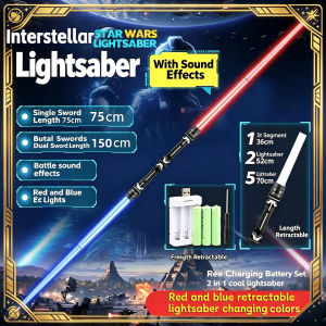 Star Wars glowing laser stick space sword 75cm RGB childrens toy laser sword retractable red and blue 2-in-1 flash stick toy