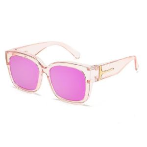 Polarized Fit Over Glasses Sunglasses for Women UV Protection Trendy Square Wrap Around Shades for Driving Riding