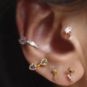 Very Small Ins Cross Ear Bone Studs Earrings Luxury Exquisite Ear Jewelry DIYAMI Niche Fashion Accessories for Women