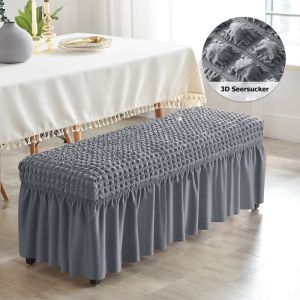 Bench Cover with Skirt Elastic Seersucker Bench Cover Piano Stool Chair Cover Long Seat Cover Decor