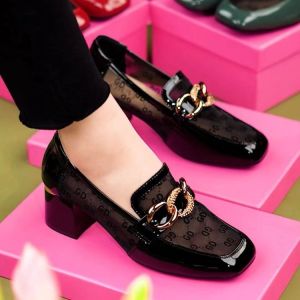 Giày Đơn Lưới Da Mềm Cho Nữ Mùa Hè 2025 Giày Đế Trung Dày Thoáng Khí Giày Lười Đa Năng Giày Đế Bằng Mũi Tròn Chống Trượt