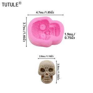 Skull เรซินแม่พิมพ์เครื่องประดับต่างหูพวงกุญแจ Polymer Clay แม่พิมพ์ซิลิโคน Skull Fondant ช็อกโกแลตแม่พิมพ์ซิลิโคน