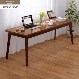 Elongated Trendy Modern Simple Double-Person Desk with Solid Wood Legs