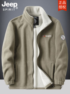 Jeep Jeep Polar Fleece Jacket Mens Autumn and Winter Thickened Outdoor Keep Warm Cardigan Fleece Sweater Loose Stand Collar Sweater