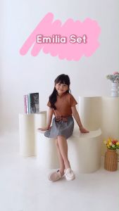 Emilia Setelan Baju Rok Anak Perempuan Gemas + Tas Lucu 1-6 Tahun 4412
