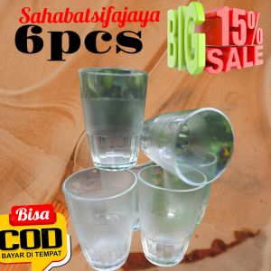 Gelas Kaca Lurus  Isi 6 Pcs Setengah Lusin Glass/harga untuk 6pcs