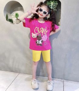 [Hoàn Tiền 6%] Lyvyshop - (Hàng đẹp) Bộ quần áo bé gái kèm Gấu siêu cute cho bé từ 09kg-28kg (giá 01 bộ)