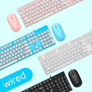 USB Wired Mouse and Keyboard kit Mice Combos Slim Colourful Design 3Level DPI Adjustable 800/1200/1600DPI Compatible for HP Dell computers Macbook Air laptops