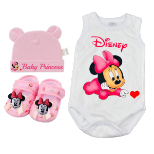 Disney | 3 Pieces / Sets of Baby Hats 100% Pure Cotton Soft and Comfortable Fashionable and Simple Newborn Headwear Kawaii Baby Bed Shoes