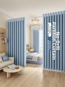 WEILAISHI | Windproof Easy-Install Room Divider Curtain One Full Set Thick