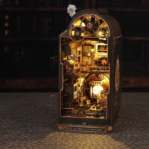Booknook Mechanical Rhythm SL19-C with Sensor Light 3D Wooden Puzzle Book Nook DIY Miniature Dollhouse Bookend