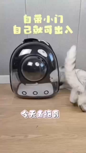 Cat Carrier Space Capsule – Transparent Side-Opening with Skylight Breathable Handheld Pet Backpack big comfortable sapce fresh air holes leash holder