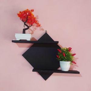 Rak Hiasan Dinding Diagonal Dekorasi Ruang Tamu