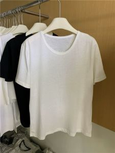 Extra Large 300 Pounds Hong Kong Style Simple Bamboo Cotton Short Sleeve T-Shirt Mens Casual Summer Versatile Half Sleeve Top