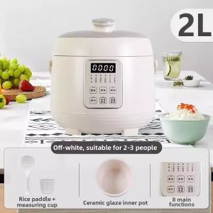 Multifunctional Korean Ceramic Enamel Three Grids Electric Pressure Cooker Rice Cooker Two in One Digital Display Kitchen Appliance