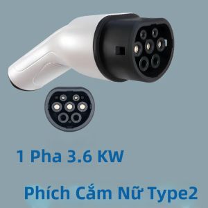 Bộ Chuyển Đổi Kolanky Type 2 Female EV Charger Plug 16A 3.6KW Sang 32A 7.2KW IEC 62196 Cho Trạm Sạc Ô Tô Điện